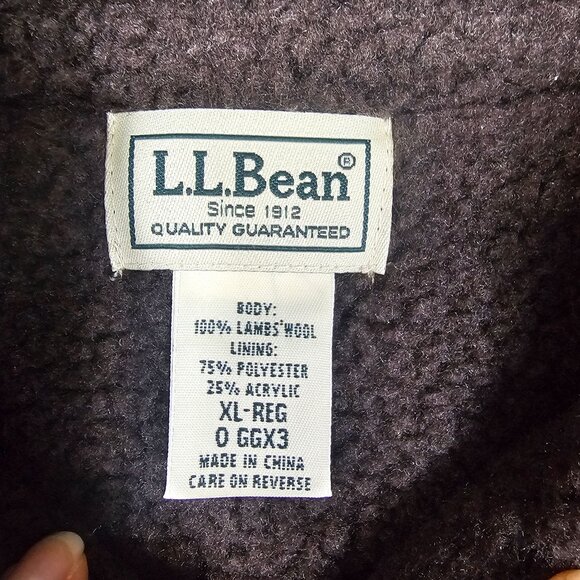 L.L. Bean Wool Full Zip Vest XL Brown Sherpa Lined Academia Quiet Luxury Preppy - Picture 4 of 8